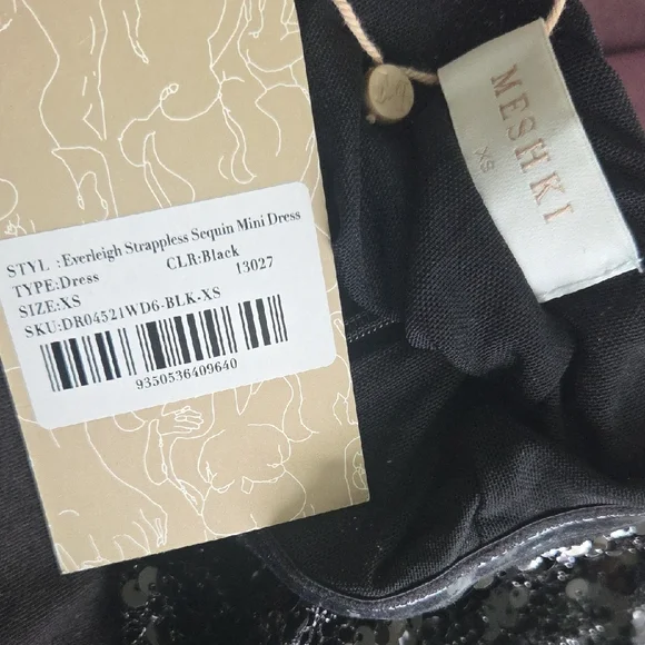 Meshki Black Sequin Strapless Dress - Picture 2 of 3